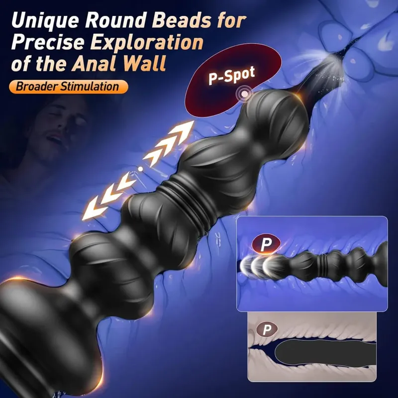 Thrusting Anal Beads Prostate Massager Anal Vibrator Toys Butt Plug Trainer Vibrating Thrusting Sex Toys for Men Women Adult — image 2