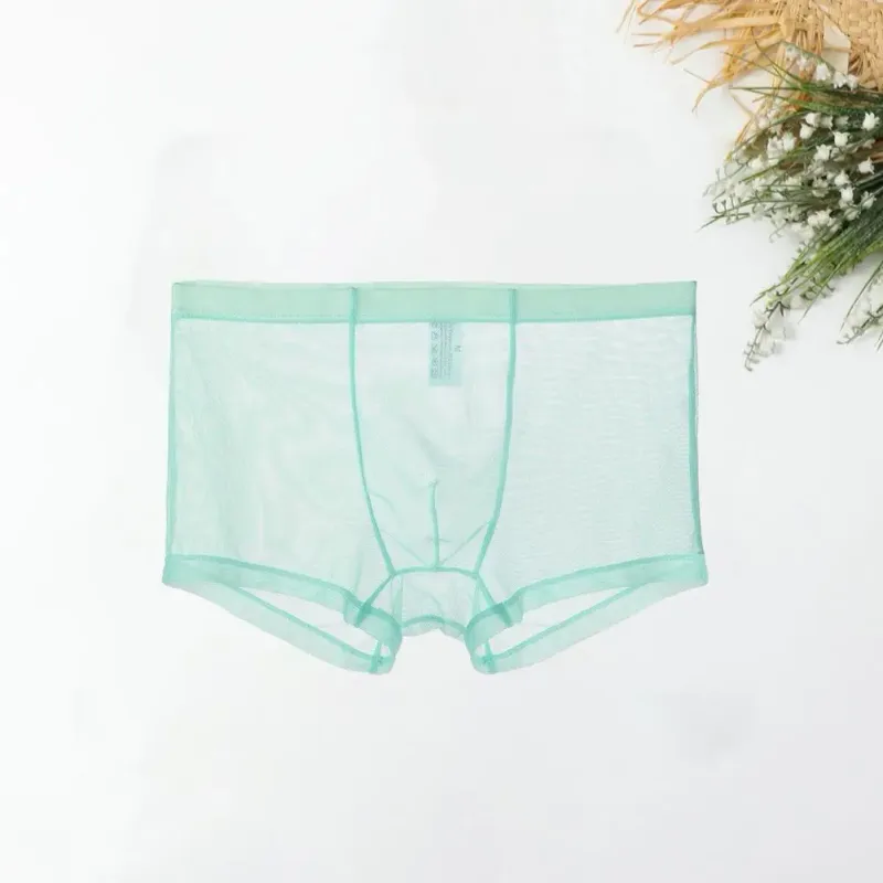 Şeffaf Boksörler Erkekler için Erkek Külot See Through Seksi Örgü Düşük Bel Buz Ipek Ince Soğutma Erkek Külot Erkek iç çamaşırı — image 8