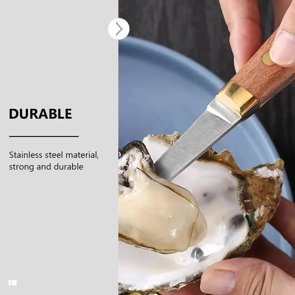 Oyster Knife Shuck Seafood Shucking Preparation Utensils Shucker Tools Wood Kit Opening Cracker and Hand Care — image 5