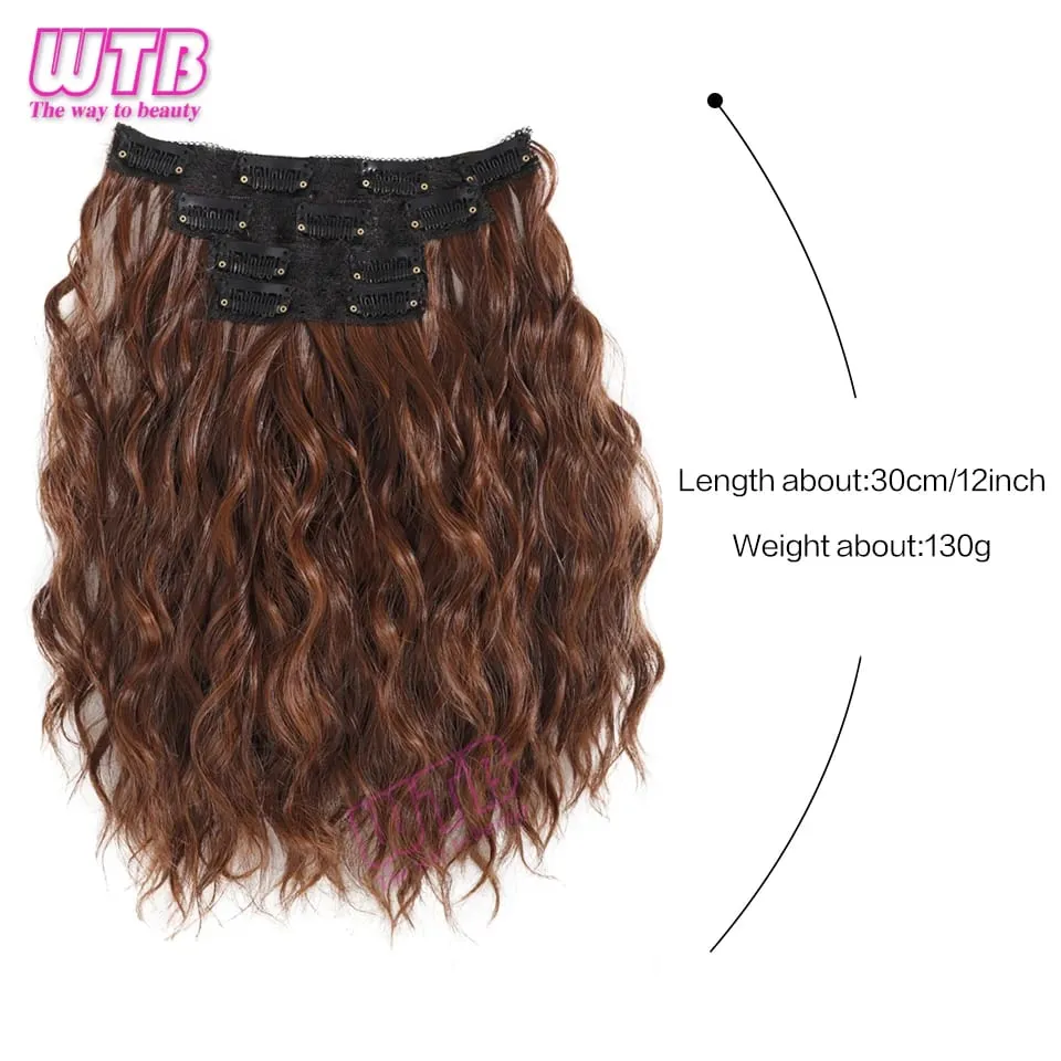Synthetic Heat Resistant Hair Extensions Multi Color Clip-in Body Wave 12inch 4 PCS Double Weft for Women Girl Daily Party Use — image 5