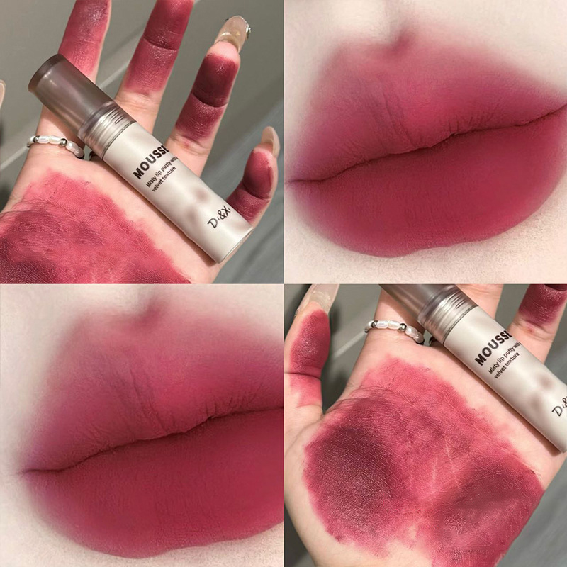 Gothic Matte Black Lipstick Waterproof Mousse Lip Mud Nude Brown Lipstick Dark Purple Punk Lip Gloss Makeup Non-stick Lips Tint — image 9