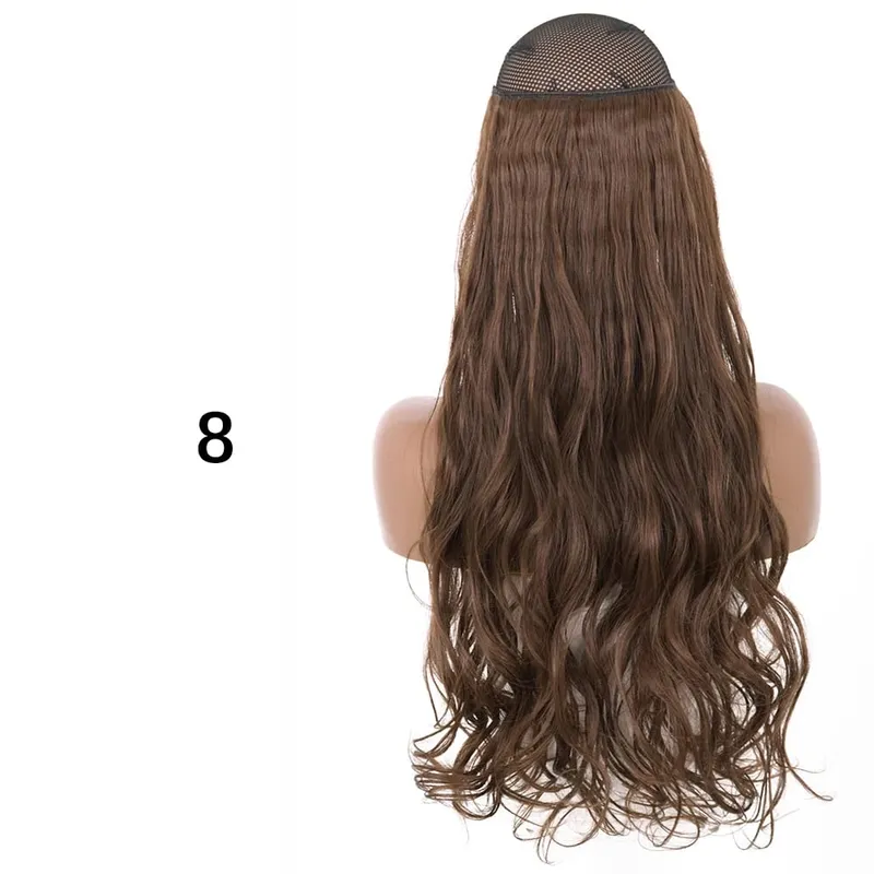 Synthetic No Clip Hair Extensions Natural 16 22 32" Long Wavy Invisible Wire One Piece False Hairpiece For Women