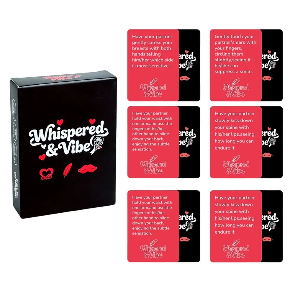 Karetní hra pro páry „Whispered & Vibe“ – 50 koketních výzev a romantických tipů, perfektní dárek k výročí pro páry — image 5