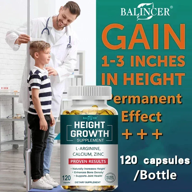 Height Growth Calcium Vitamin D Supplement Natural Vegetarian Capsules Increase Bone Strength Height Promoter Adults Children — image 2