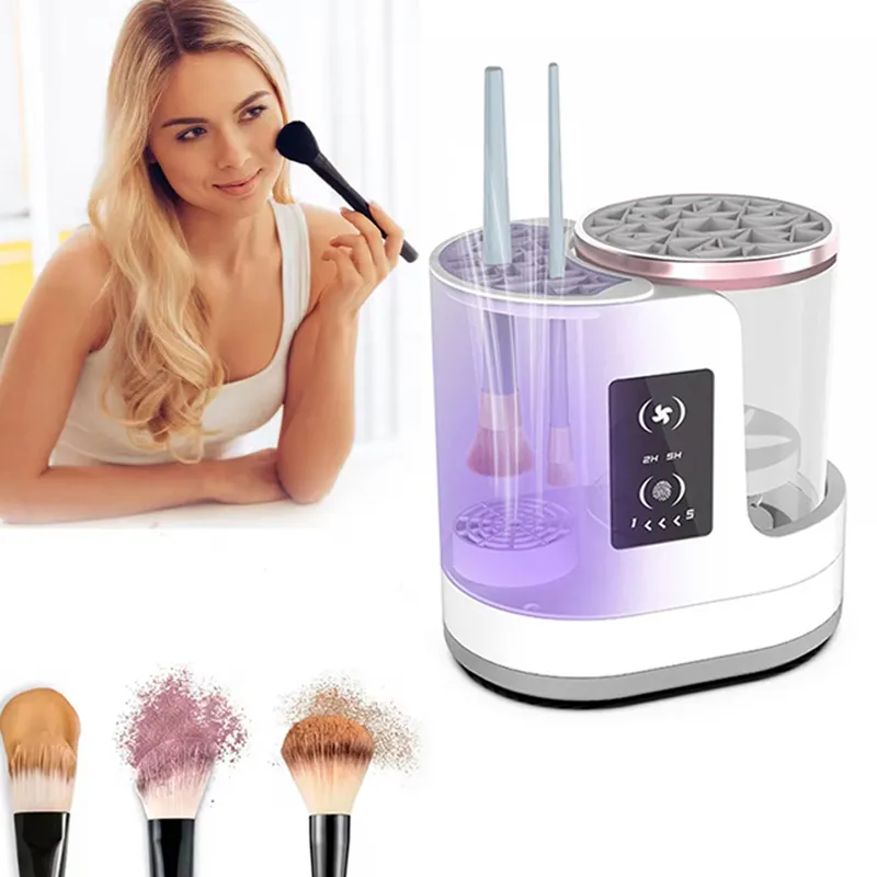 NUOVO elettrico 3 IN 1 macchina per la pulizia dei pennelli per il trucco asciugatrice per pennelli per il trucco strumento per la pulizia dei pennelli cosmetici USB automatico portatile — image 1