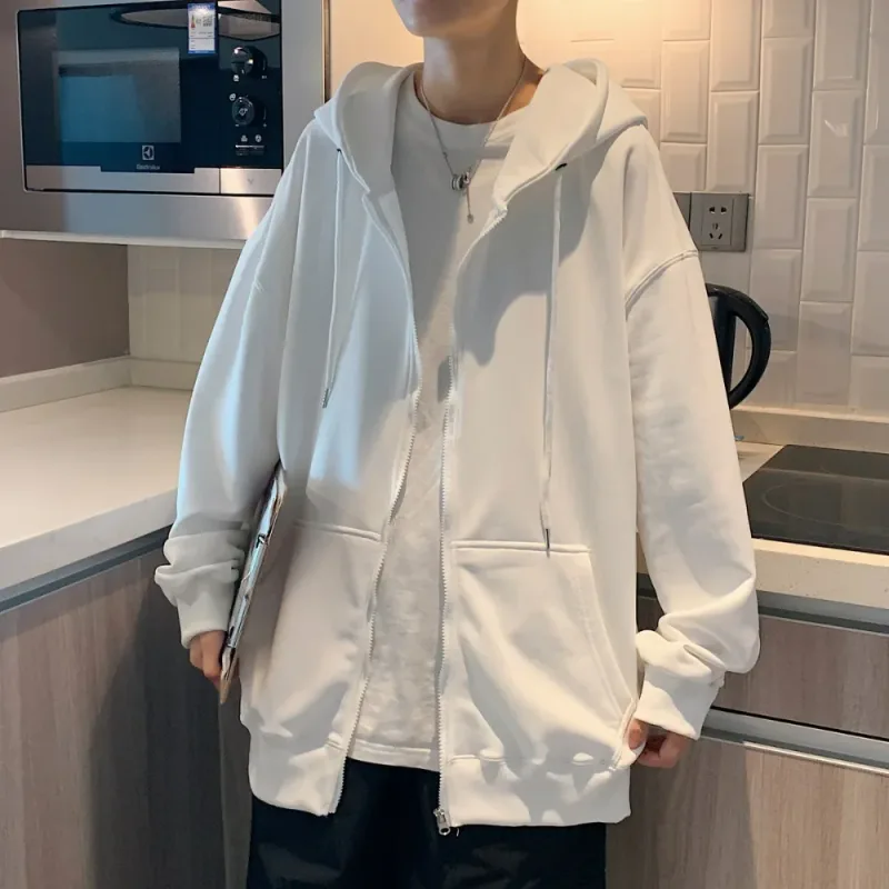 Herren Trendy Hoodie Cardigan Herbst Kapuzenpullover Einfarbig Klassische Jacke Langarm Reißverschluss Mantel Lässige Herrenbekleidung — image 5