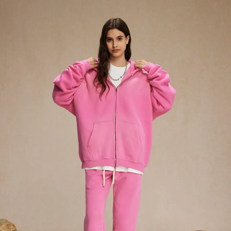 Heren Hoodies met ritssluiting Tie Dye Washed Dubbel oversized vest Sweatshirt Los Plus Pluche Gradiënt Heren Truien met capuchon Winter — image 5