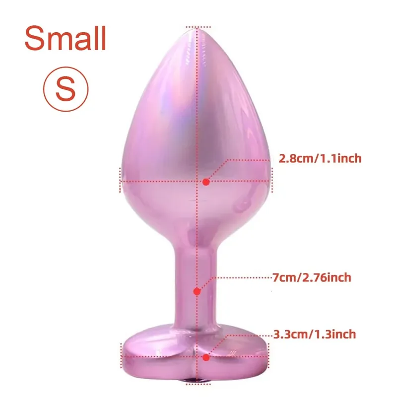 3 Sizes Crystal Diamond Heart Base Metal Anal Plug Beginner Butt Plug Masturbation Stimulator Sex Massager Adult Sex Toys
