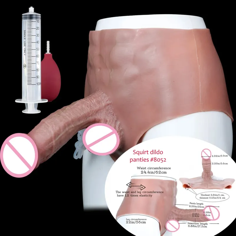 Sort nøgen strop stor realistisk udløsning dildo silikone sprøjtende trusser med simuleret solid penis sexlegetøj til kvinder