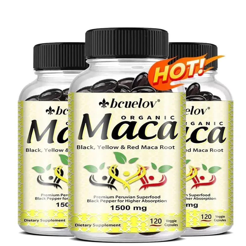 Organic Maca Root Powder Capsules-Black and Yellow Maca Natural Energy Supplement Boost Energy Endurance Support Concentration — image 1