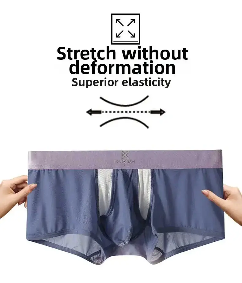 Ropa interior de seda de hielo de verano para hombre, Bóxer de secado rápido, pantalones cortos ligeros, transpirables, abertura lateral Separable, bragas no desmontables — image 5