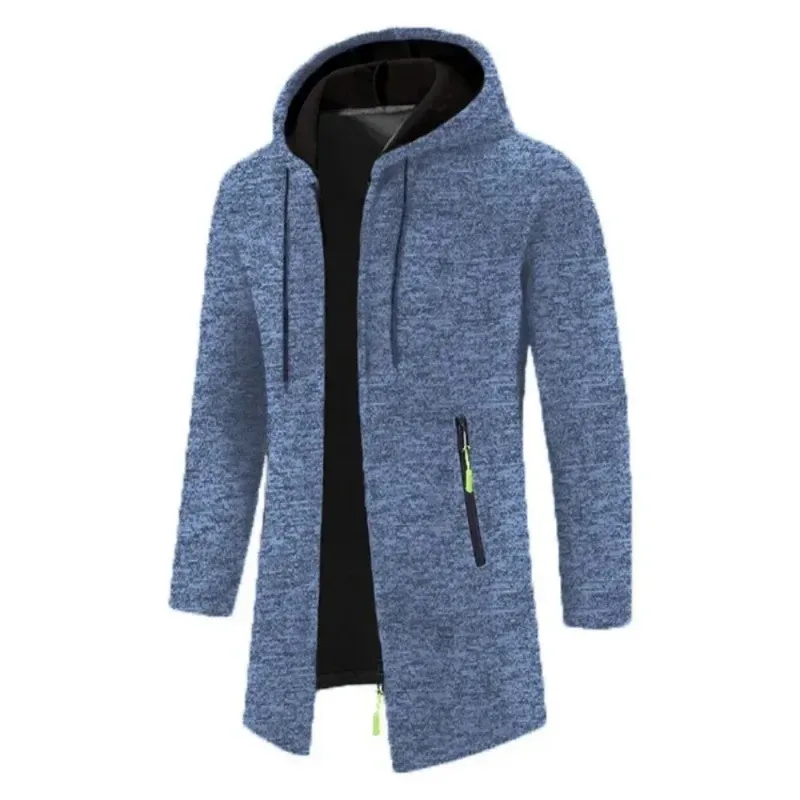 Novo masculino manga longa camisola com capuz para homens com zíper sweatshirts oversize streetwear quente cor sólida outono jaqueta com capuz — image 11