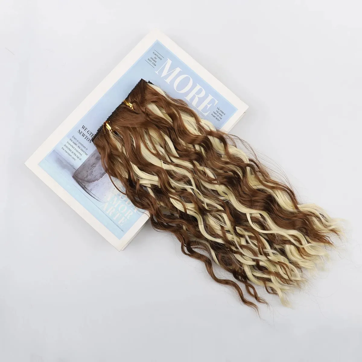 Zolin Synthetic Hair Clip in Hair Extensions 4pcs/set Short Wave Curly Hair Brown Blonde Color Hairpiece For Women Daily Use — image 6