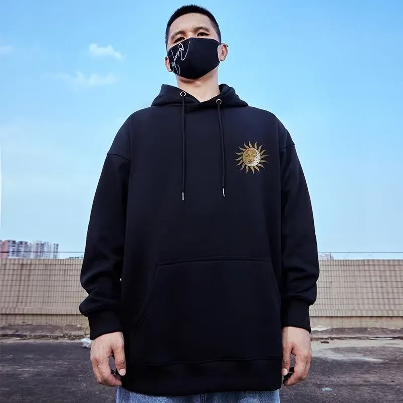 M-8XL Oversized hoodies Herr American Sun Moon Flower Print Oversized hoodie Lös hoodie Students stor huvtröja — image 6