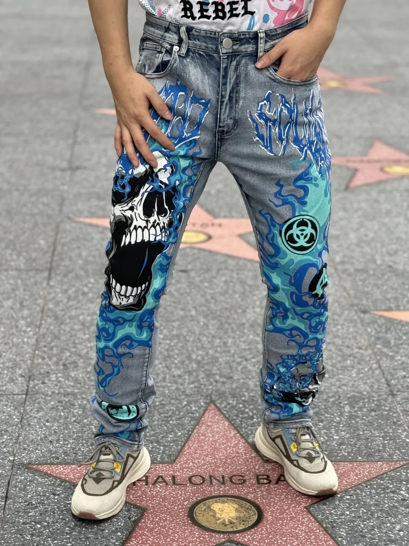Y2K Men's Denim Jeans Trendy Print Expresses Personal Style Elastic and Breathable Fabric Best selling with Free Shipping