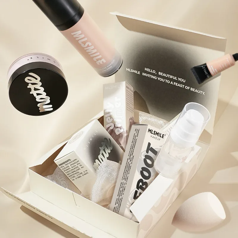 All‑in‑One Foundation Makeup Gift Set Full Coverage Concealer Setting Powder Makeup Sponge Portable Face Cosmetic Kit