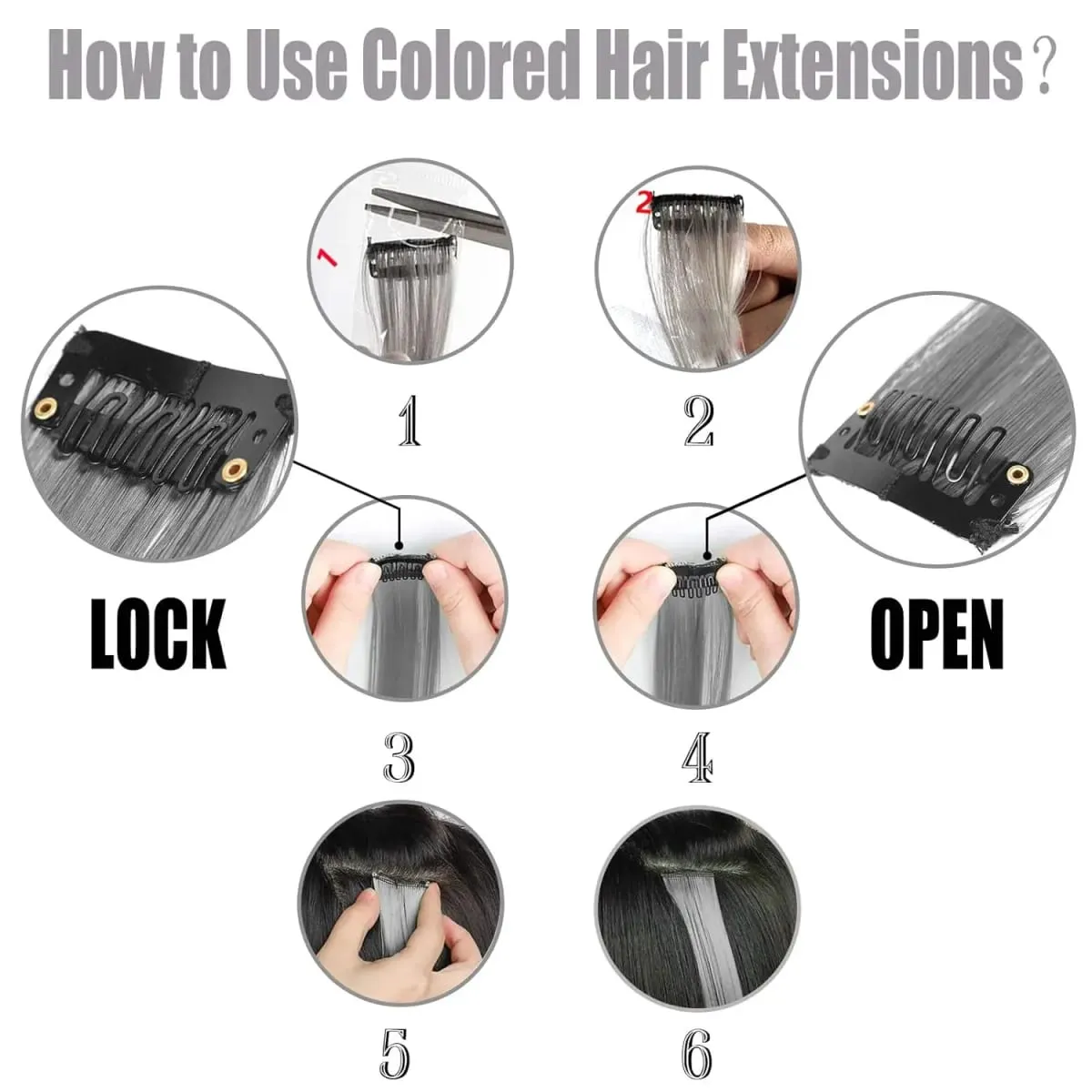 Hair Extensions Clip in 22 Inch Colored Hair Extensions Party Highlights Long Straight Synthetic Hairpieces for Women Kids Girls — image 5