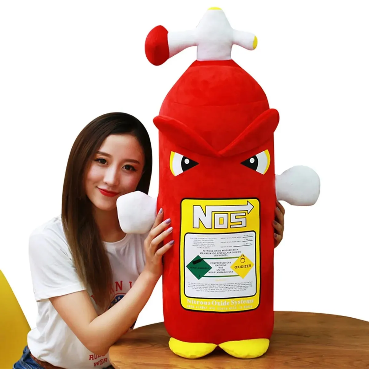 Simulation Fire Extinguisher Plush Toy Soft NOS Pillows Nitrous Oxide Bottle Pillow Cushion Headrest Backrest for Home Decor — image 2