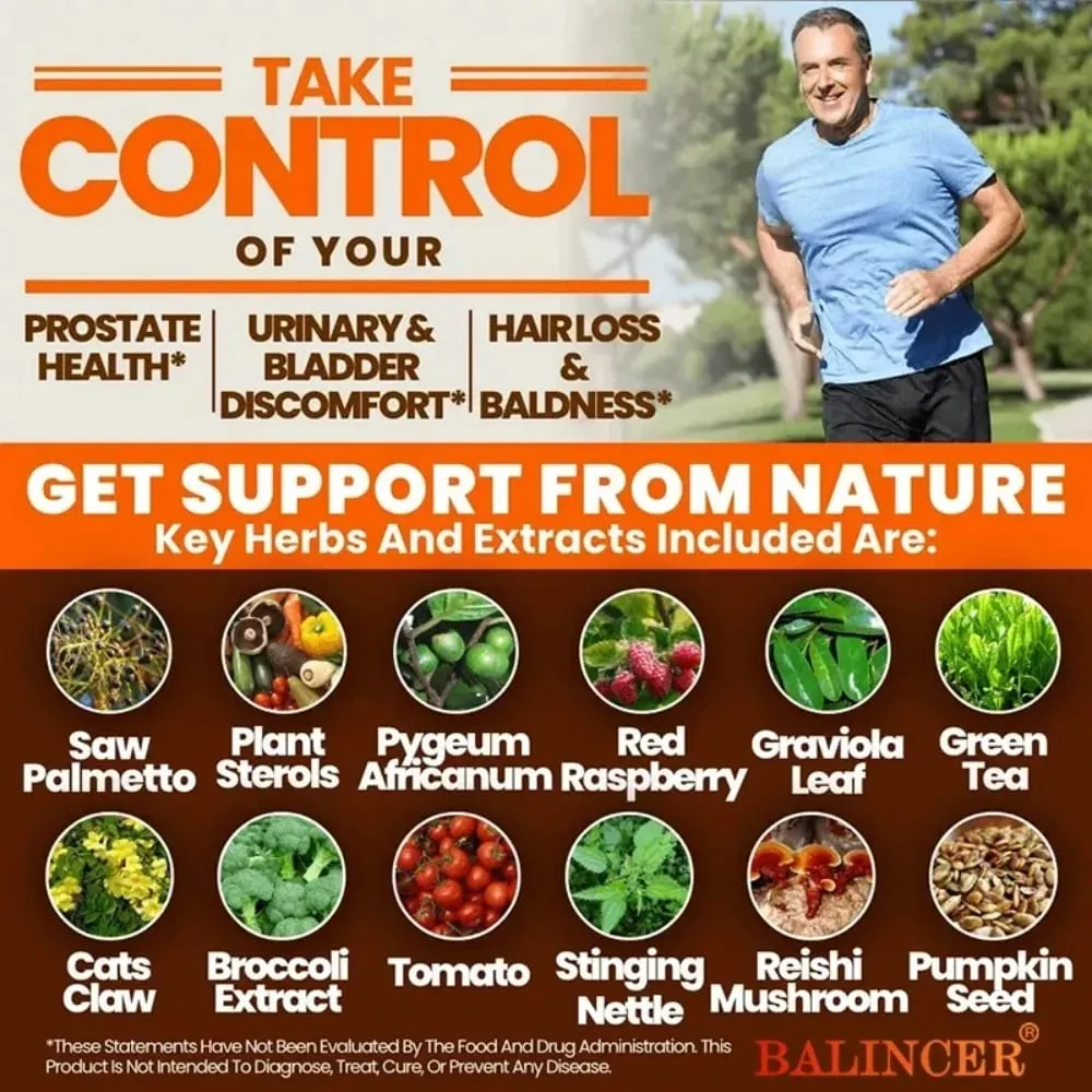 Suplementos de próstata Saw Palmetto Respaldo para la salud de la próstata con 33 ingredientes para una frecuencia de micción saludable y mejorar el sueño