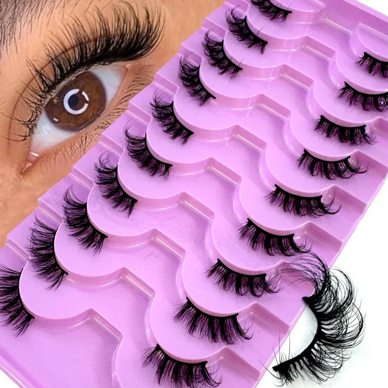Demi-Cils 10 paires Demi-Cils doux naturel Cils yeux de chat outil de maquillage Faux Cils Extension moelleux Faux Cils — image 8