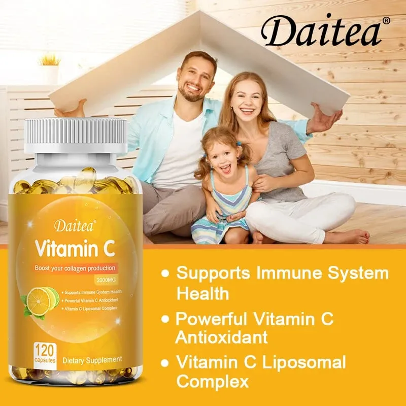 C-vitamin kapszula - 2000mg elősegíti a kollagéntermelést, támogatja a bőrt és az immunrendszer egészségét Erőteljes antioxidáns 120 kapszula