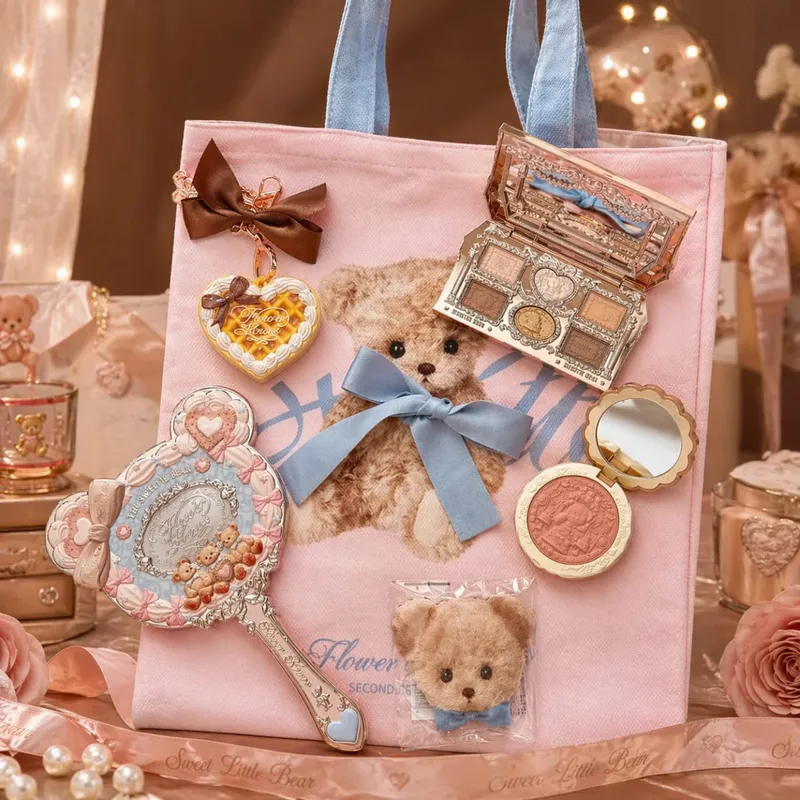 Flower Knows Pop Up Exclusive Sweetie Bear Makeup Set Canvas Bag Eyeshadow Blush Lip Jelly Kit Limited Edition Cute Makeup Gift — image 1