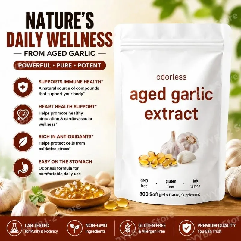 Geurloze knoflookoliecapsules 2 jaar oud knoflookextract Natuurlijke kruidensupplementen met gekweekte Allium Sativum-bol 300 softgels — image 1