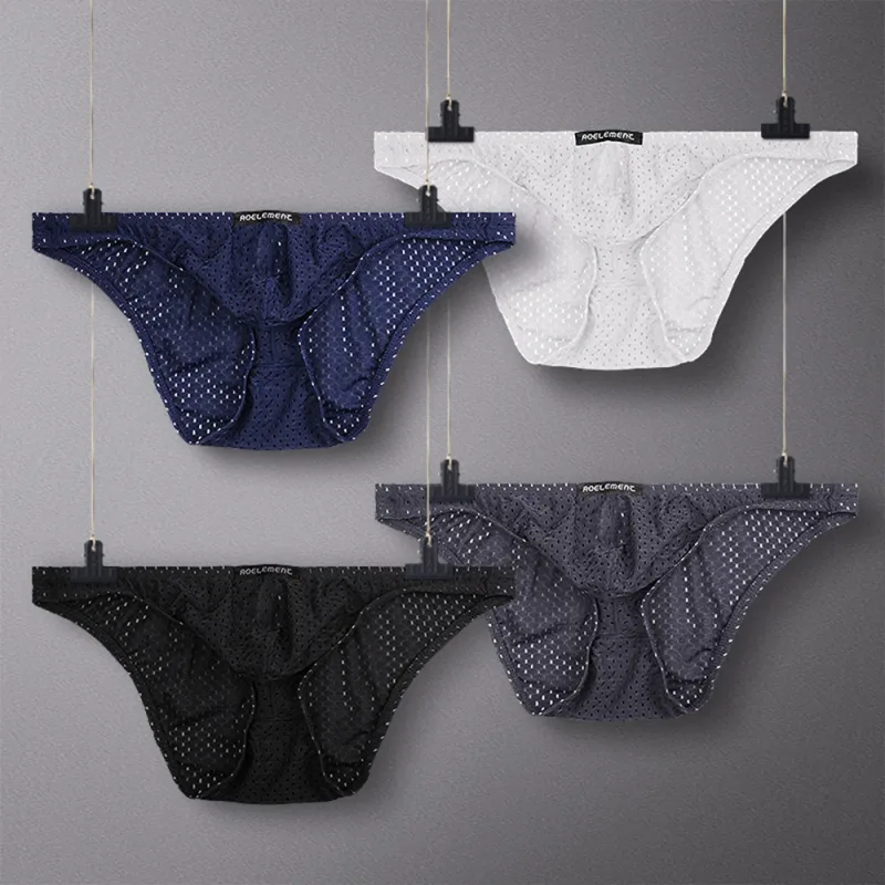 2PCS Tight ice silk transparent briefs men's small briefs mesh eyes youth bottoms breathable — image 22