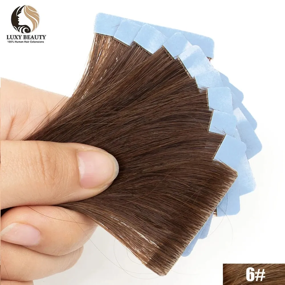 Natural PU Skin Weft Invisible Tape In Human Hair Extensions Double Side Black Blonde Brown Tape Ins Hair Extensions 10pcs/Pack