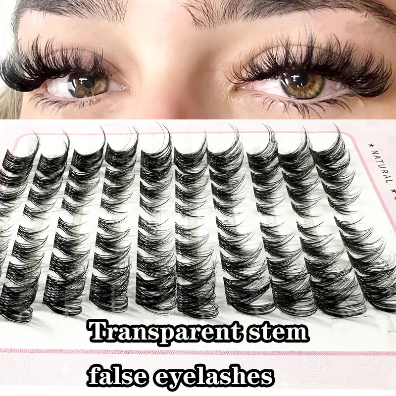 Transparent Stem False Eyelashes 3D Fluffy Single Cluster Eyelash Extension Segmented Natural Mink Fox Eye Effect Makeup Lashes