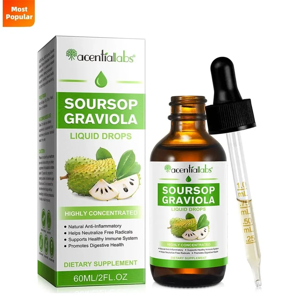 AcentiLabs Soursop Graviola Liquid Drops Vitamin C unterstützt die Verdauungsgesundheit, das Immunsystem und die Abwehr freier Radikale, 60 ml für Erwachsene — image 8