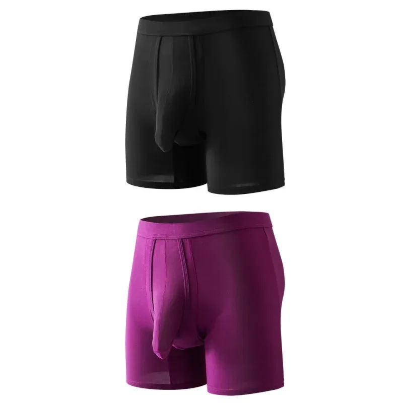 2PCS Mens Long Legs Underwear Separate Ball Pouch Breathable Comfort Sport Seamless Boxer Trunks Shorts Calzoncillo Hombre — image 38