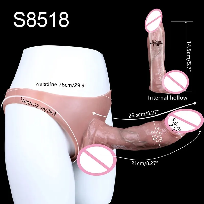 Cintura alta realista pênis manga насадка на член cinta em calcinha vibrador oco silicone extensor pau brinquedo sexual para homem — image 21