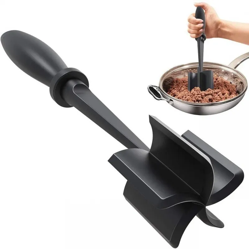 Meat Chopper for Ground Beef Heat Resistant Meat Masher for Hamburger Meat 5 Curved Blades Ground Beef Smasher Kitchen Gadgets
