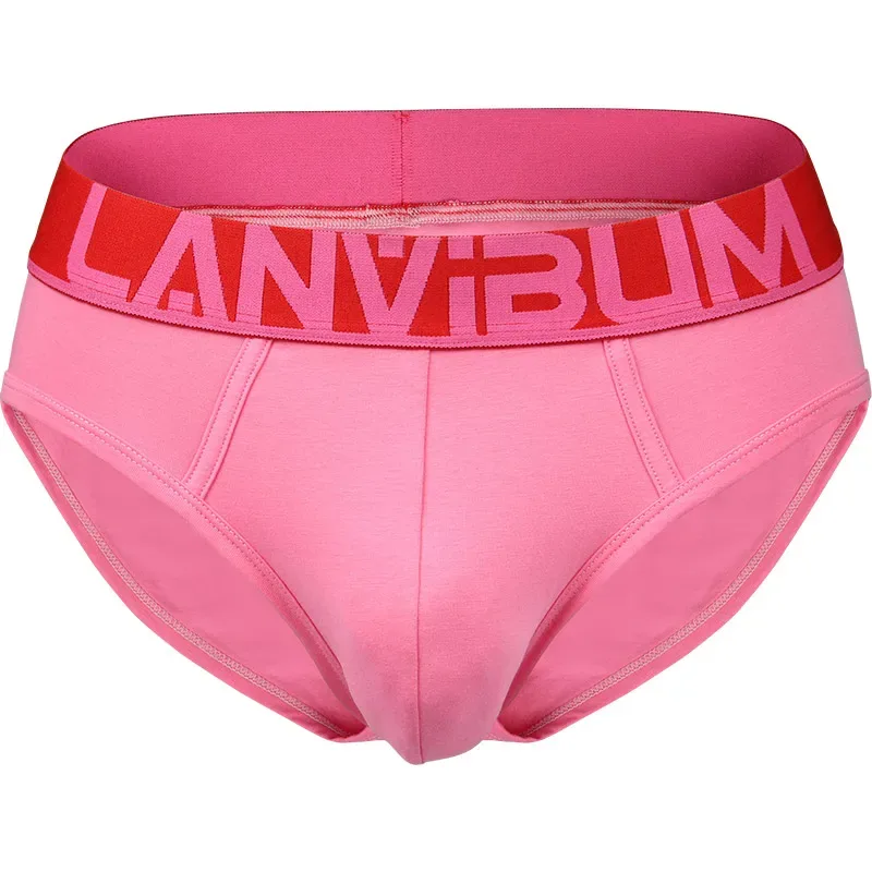 LM644 Summer Men's Briefs Colorful Bright Ribs Cotton Mid-waist Simple Comfortable Breathable U-bullet Bag Soft Youth Underwear