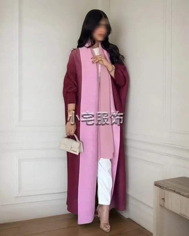 Women's Fold Miyake Pleated Abaya Long Sleeve Print Foldable Collar Robe Cardigan Coat New Winter Fashion Original Design 2026 — image 5