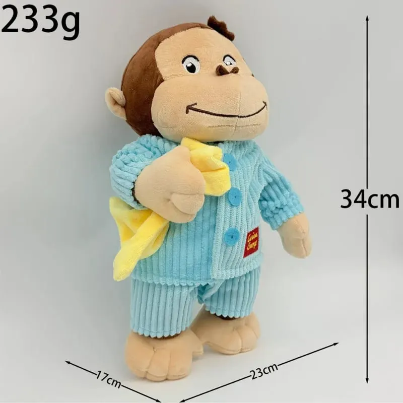 New Anime Fire Dept Firefighter Curious George Plush Cute Baby Curious George Monkey Plush Soft Animals Plushie Pillow Doll Toy