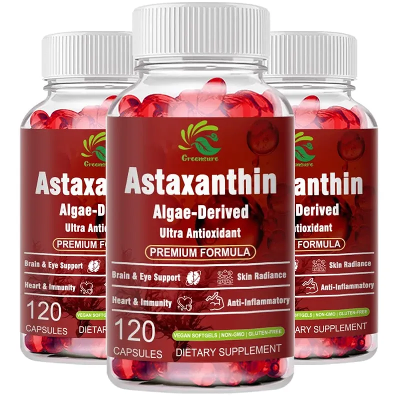 Astaxanthin 12mg Capsules - Protects Brain Cognition and Accelerates Metabolism - Protects Eye Joint and Skin Health