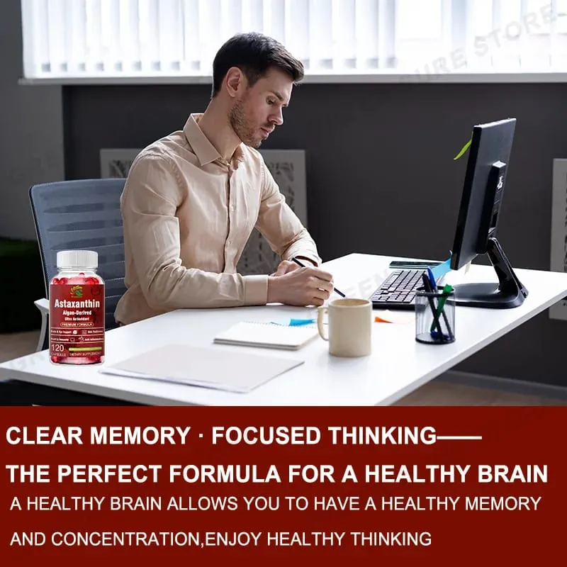 Astaxanthin 12mg Capsules - Protects Brain Cognition and Accelerates Metabolism - Protects Eye Joint and Skin Health