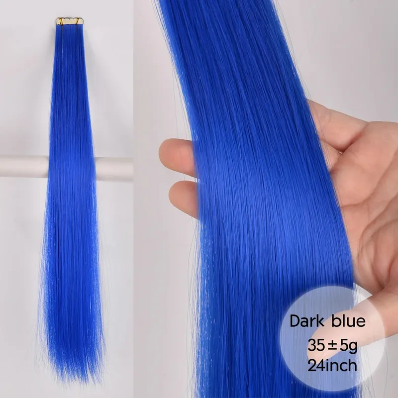 Tape In Straight Synthetic Hair Extensions Invisible Hand Tied Tape in Hair Natural Skin Weft Seamless Double-sided Adhesiv — image 19