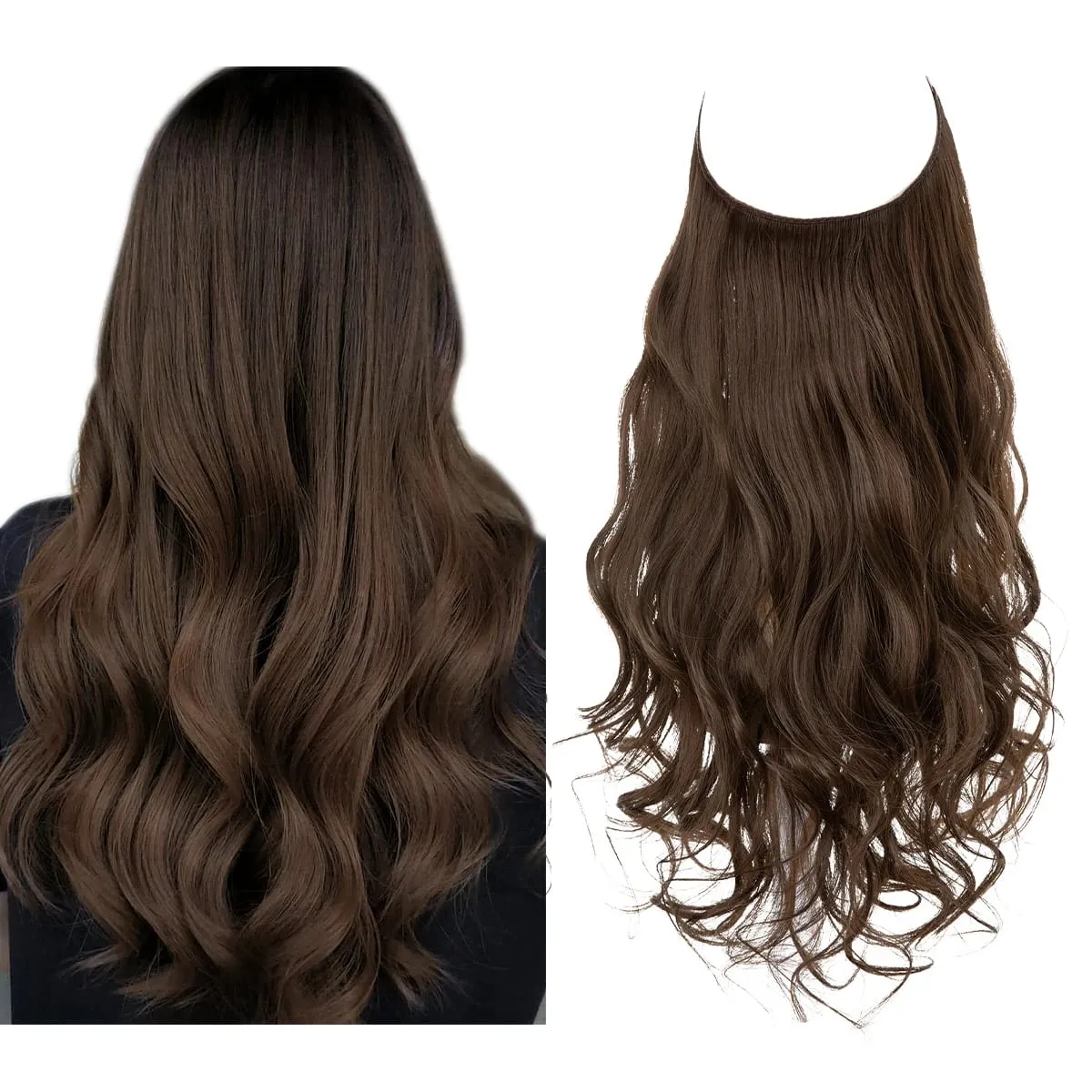 Premium Synthetic Invisible Wire With Clips Natural Hair Extension False Long Wavy Daily Use Clip In Hair Piece For Women — image 12