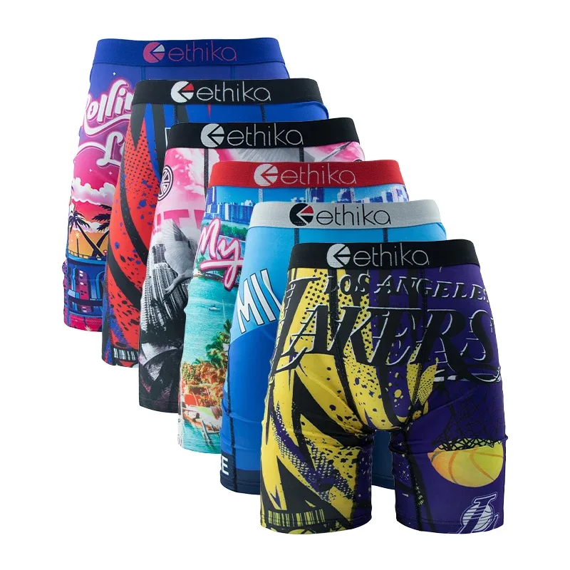 6 Stücke Männer Unterwäsche Boxer Atmungsaktive Mann Schwimmen Unterhose Plus Größe Drucken Herren Höschen Badehose Sexy männer Boxershorts 3256808405934532