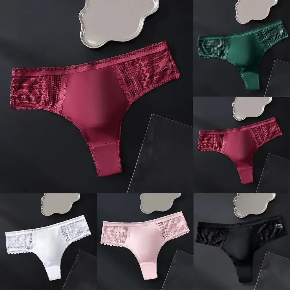 1pc Männer Sexy Spitze Slip Nahtlose Eis Seide G-String Unterwäsche 3D Ausbuchtung Beutel Solide Tanga Hohe Elastische Atmungsaktive höschen — image 15