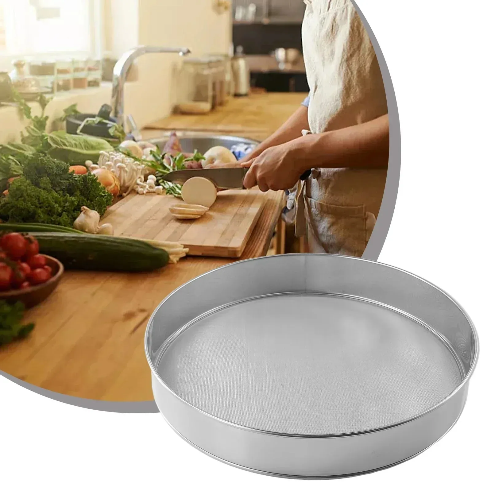 Stainless Steel Flour Sieve 40 Mesh Filter 15/20/25/30CM Kitchen Mesh Flour Sifter Flour Sieve Sifters Shakers Mesh Baking Tools — image 4