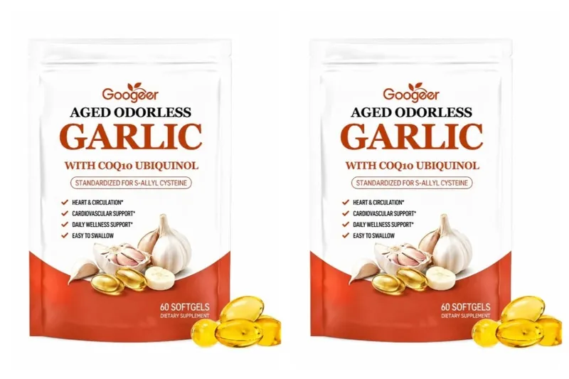 Viên nang mềm tỏi không mùi có tuổi với CoQ10 Ubiquinol & K2 Huyết áp Tim & Tuần hoàn Hỗ trợ Cholesterol 60 Viên nang mềm — image 9