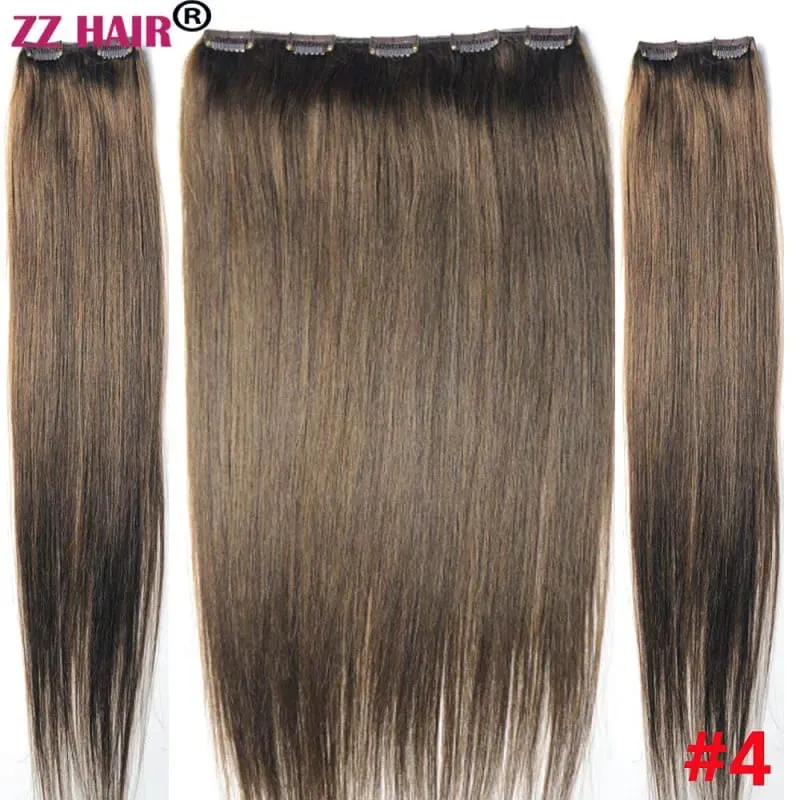 Clips-in 100% Brazilian Human Remy Hair Extensions 16"-28" Three Pieces 3pcs Set 100g-200g 1x25 2x10 Natural Straight