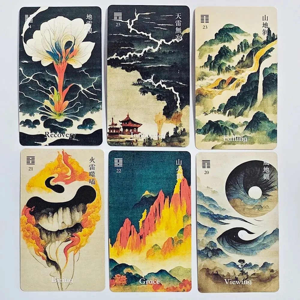 10.3*6cm I-Ching Oracle Deck64 Kad Gaya Seni Dakwat Tradisional Alat Ramalan Cina untuk Bimbingan dan Meditasi Rohani — image 5