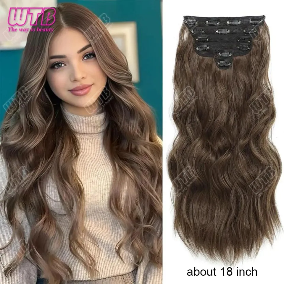 Clip In Hair Extensions Synthetic Hair 12Inch 4 PCS Set Wavy Curly Hair Extension Synthetic Hairpieces For Women Girls Daily Use — image 11