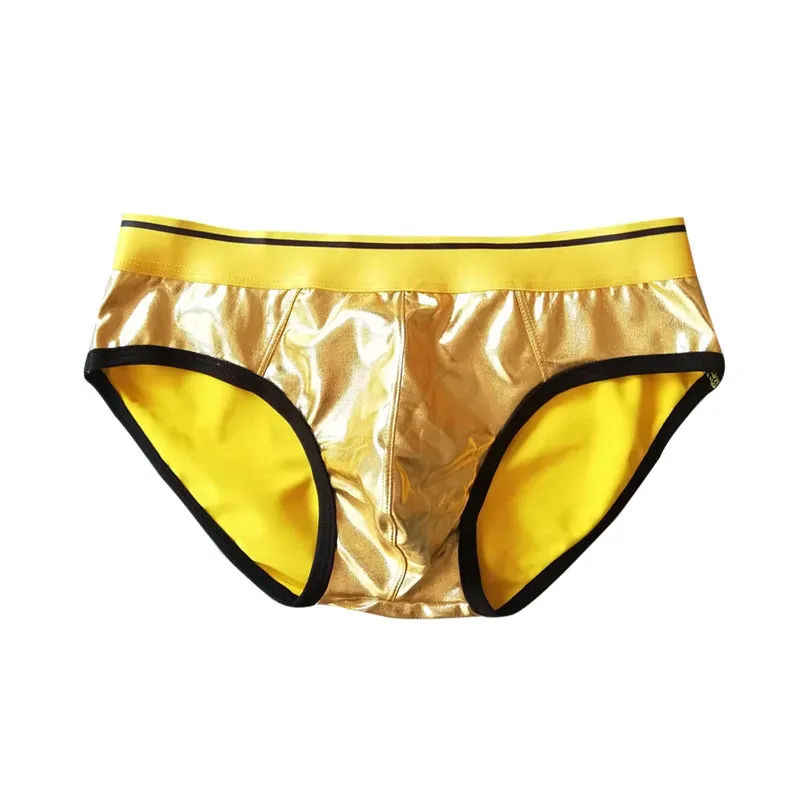 Sexy Men's Underwear Patent Leather Shinning Briefs Jockstrap Stretch Sissy Pouch Underwear Briefs Male Fashion Comforty — image 5