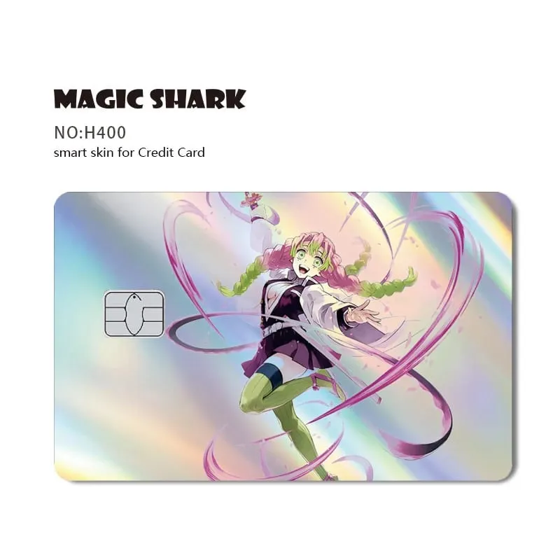 Magic Shark Demon Slayers Anime Cool Shinny Holographic Laser Skin Cover Sticker Film for Debit Credit Card